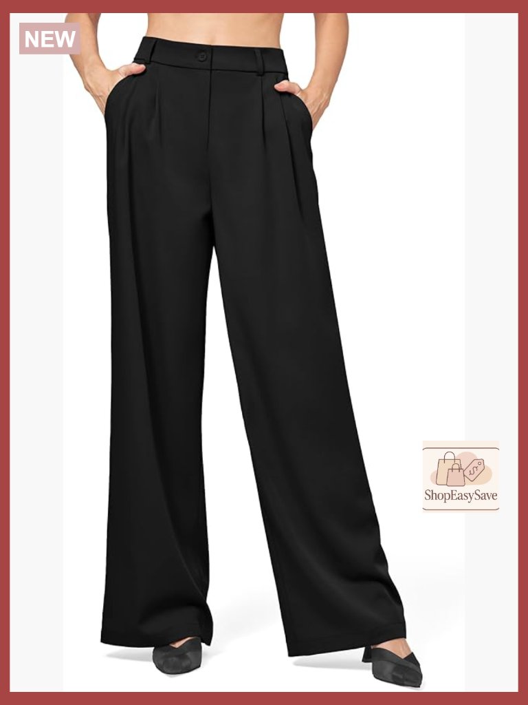 Wide Leg Dress Pants High Waisted Work Slacks Business Casual With Pockets